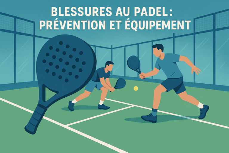Illustration des blessures courantes au padel et de leur prévention par l’équipement
