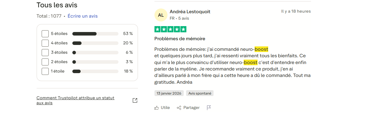 Avis clients Neuro Boost 
