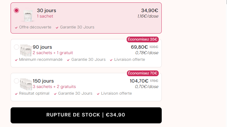 nu clever rupture de stock