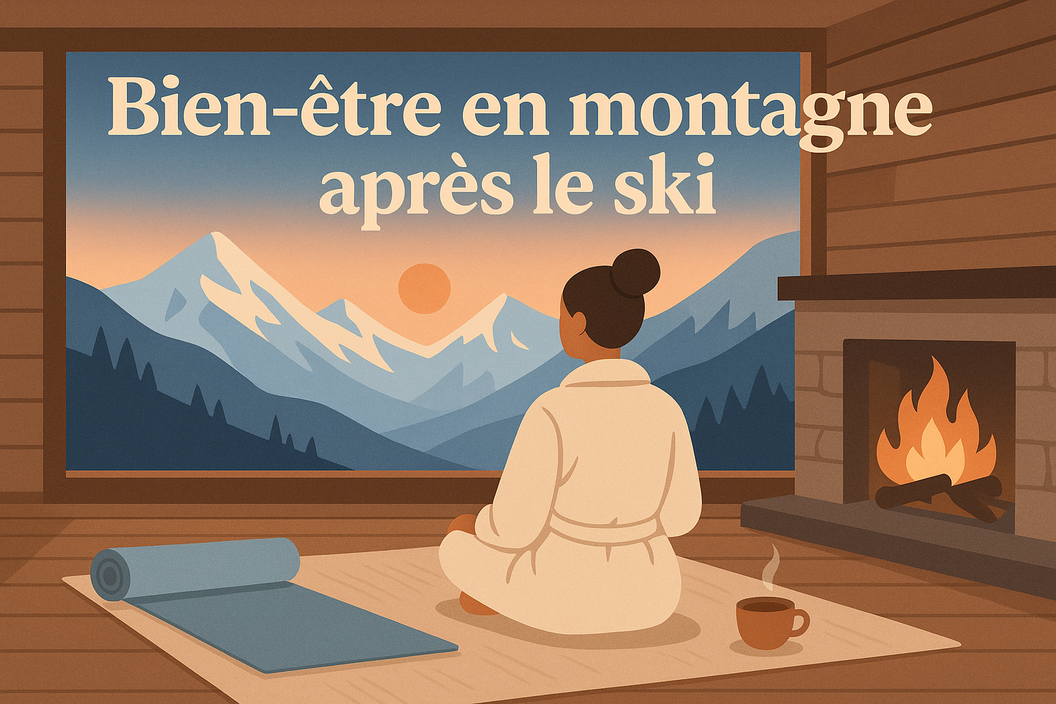 Detente apres le ski dans un chalet bien-etre en montagne