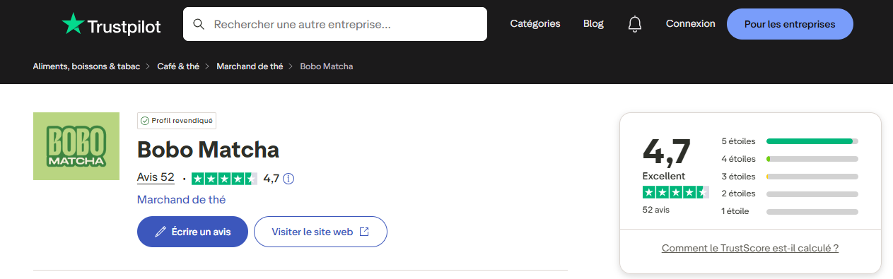 Avis clients Bobo Matcha