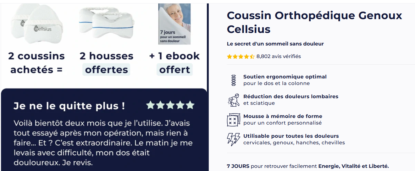 Avis coussin orthopédique Cellsius