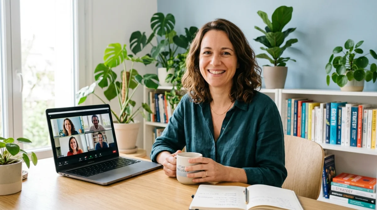 Femme souriante en coaching minceur en ligne, boostez votre perte de poids