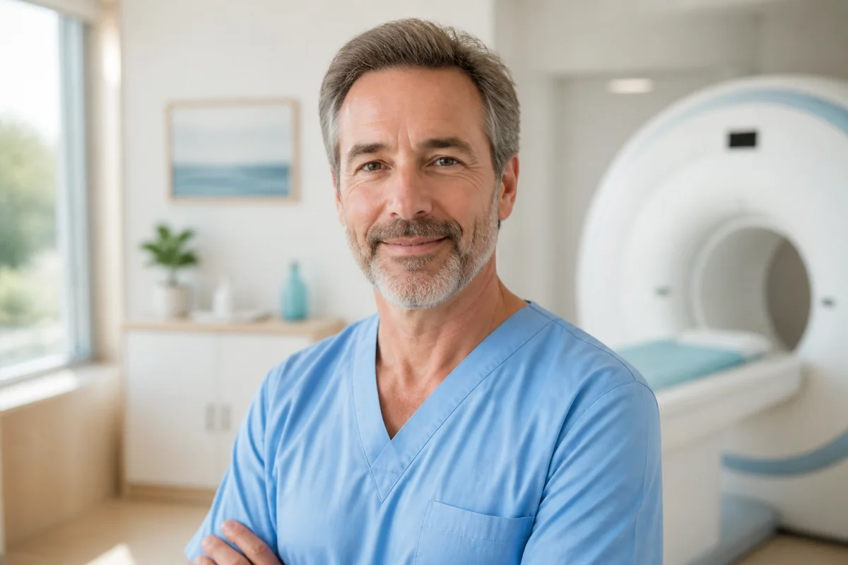 Patient serein dans un cabinet médical moderne pour illustrer les conseils sur que faire après un petit AVC.