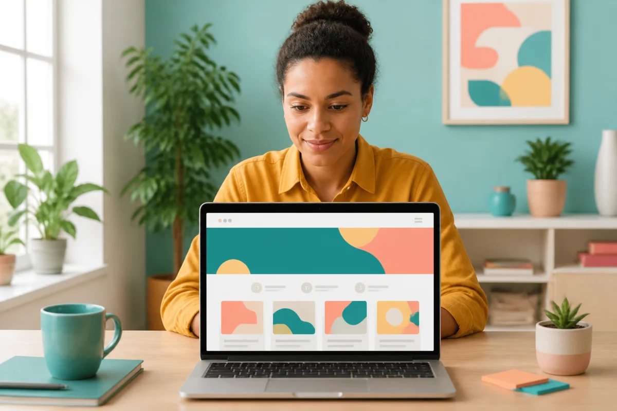 Personne découvrant le site Sepide sur un ordinateur portable, avec navigation claire et rubriques de contenu à l’écran